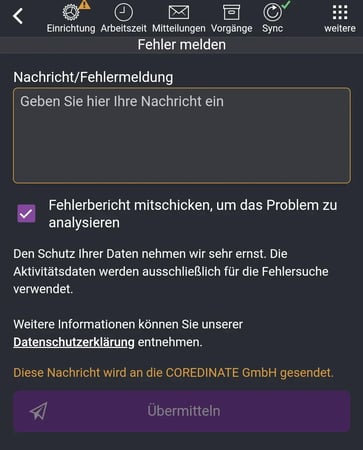 App, Einstellungen, Menue