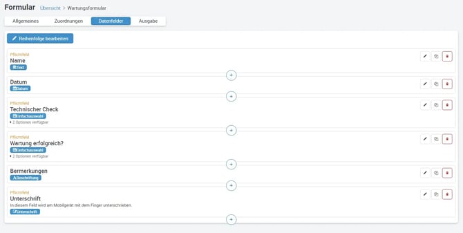 Formular anlegen achter Schritt