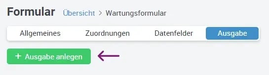 Formular anlegen neunter Schritt Ausgabe anlegen