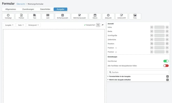 Formular anlegen zehnter Schritt Hintergrund