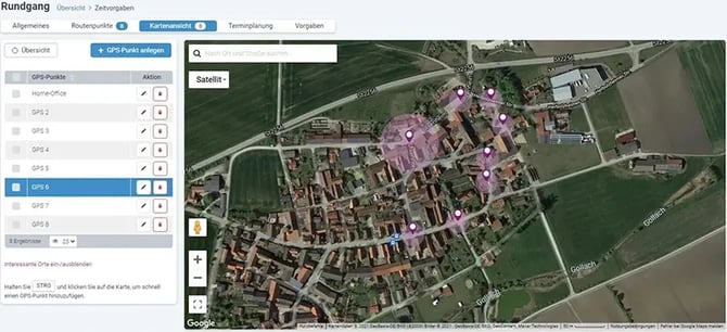Portal uebersicht Kartenansicht GPS Radius Uebersicht