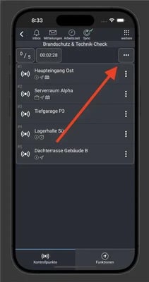 Rundgang Aufgabenliste mit Men�optionen