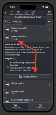 Rundgang Aufgabenliste mit Navigation