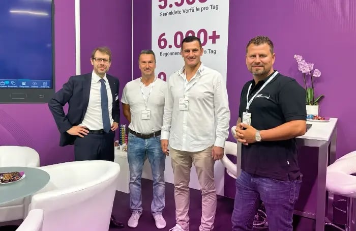 SecurityExpo Munich: Christian Nettich, Arben Fetoshi, and Thorsten Bauer from AF Security GmbH with Michael Kulig