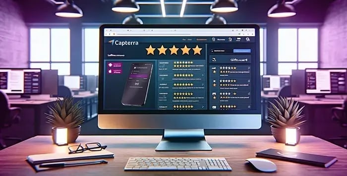 Capterra reviews and ratings on a Screen Capterra