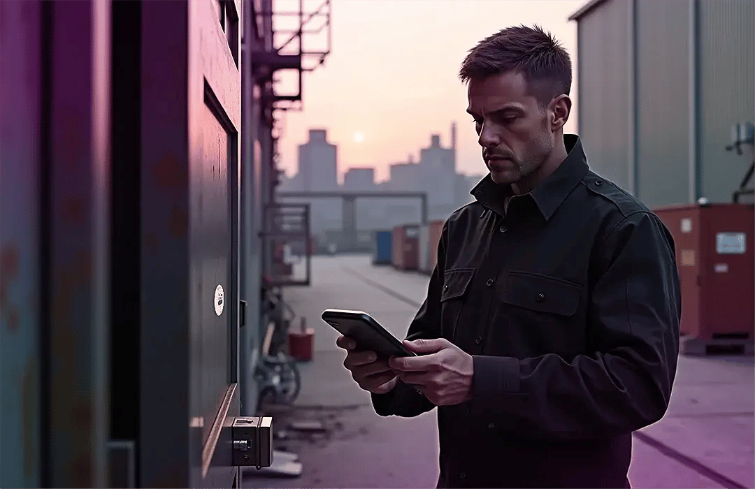 Security guard scans NFC-Tag