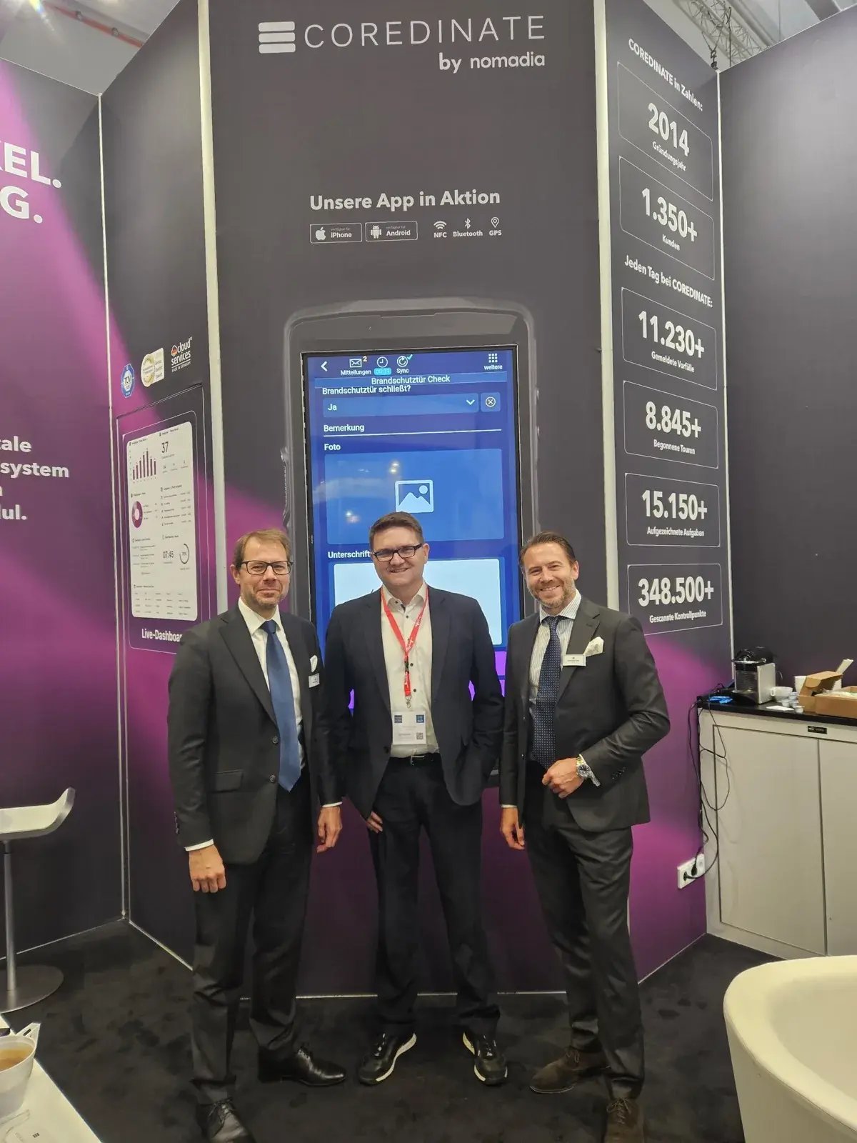 COREDINATE App auf der Standwand der Security Essen 2026