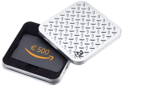 Hauptgewinn – Trophäe und Amazon-Gutschein