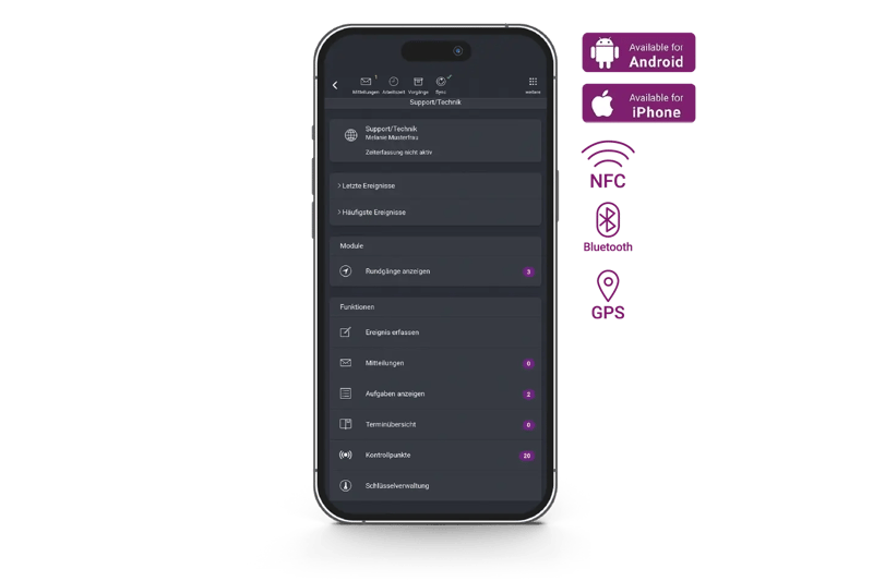 COREDINATE Dashboard und App für Sicherheitsdienste