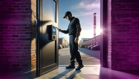 COREDINATE_Security_Guard_scanning_NFC_checkpoint_with_smartphone