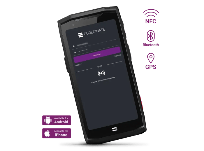 Crosscall Smartphone mit COREDINATE Wächterkontrollsystem