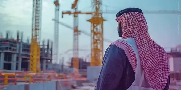 AI-visualized construction site in Saudi Arabia