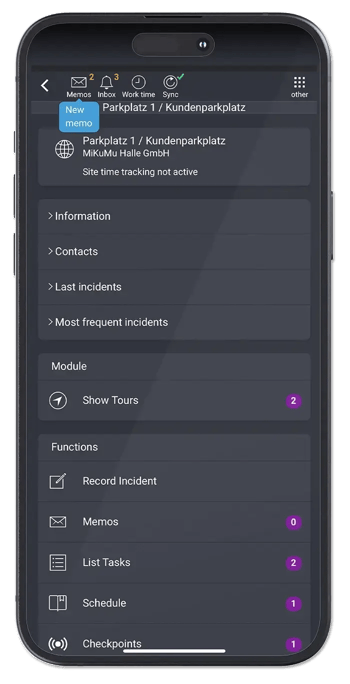 الوحدات في الوضع الداكن داخل التطبيق.