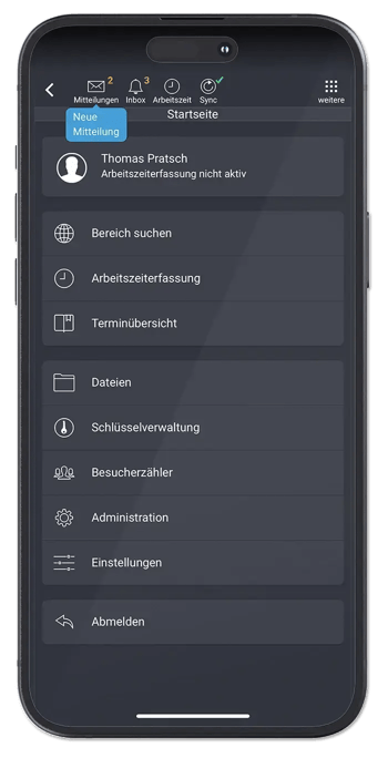 COREDINATE OWKS App Dunkelmodus Startseite