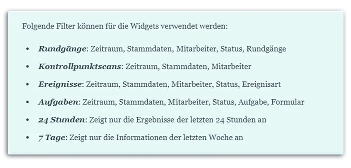 Filter, Umfang, Filterung, OWKS, Coredinate, Dashboard, Widgets 