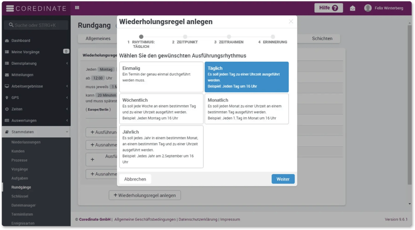 Tour. recurrence, vaccination center, OWKS, SAAS, appointments, tasks, schedule