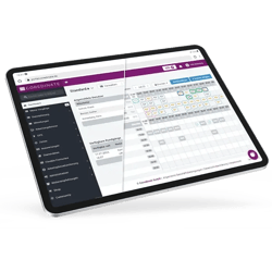 Tablet shows COREDINATE online platform on screen