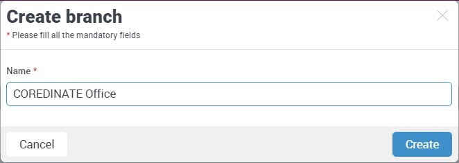 Enter the name of the branch