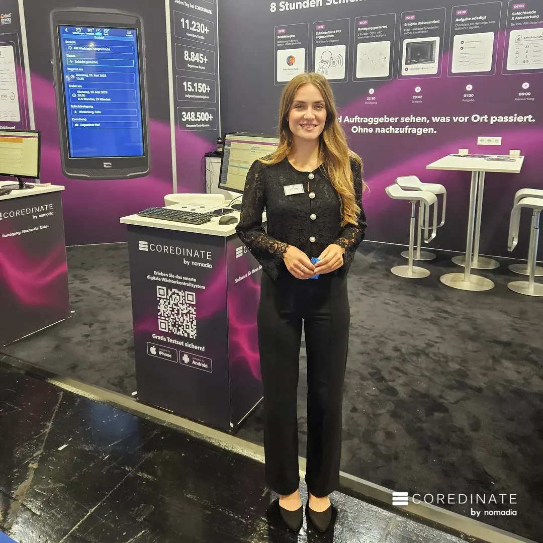 Teammitglied am COREDINATE-Stand auf der Security Essen 2026
