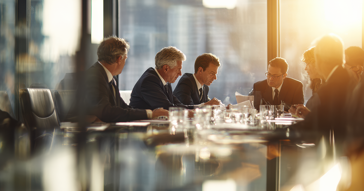 Professional corporate photography showing a business negotiation scene