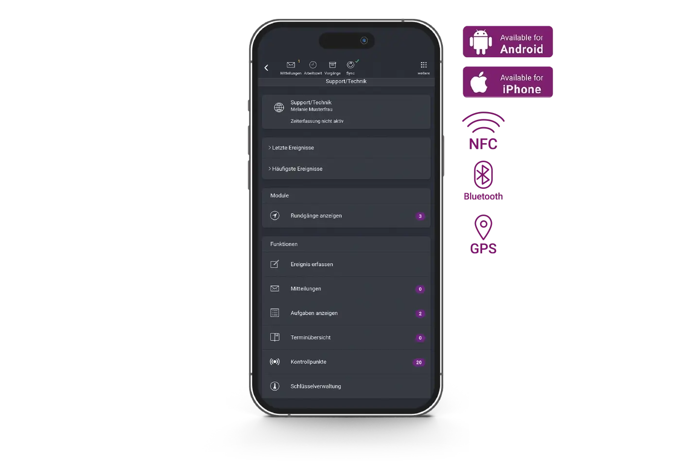 COREDINATE Dashboard und App für Sicherheitsdienste