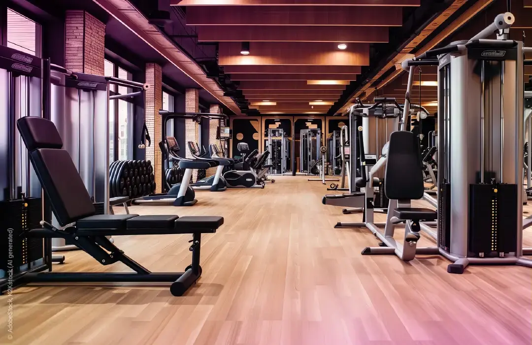 Hotelinternes Gym und Fitnesscenter mit zahlreichen Sportgeräten