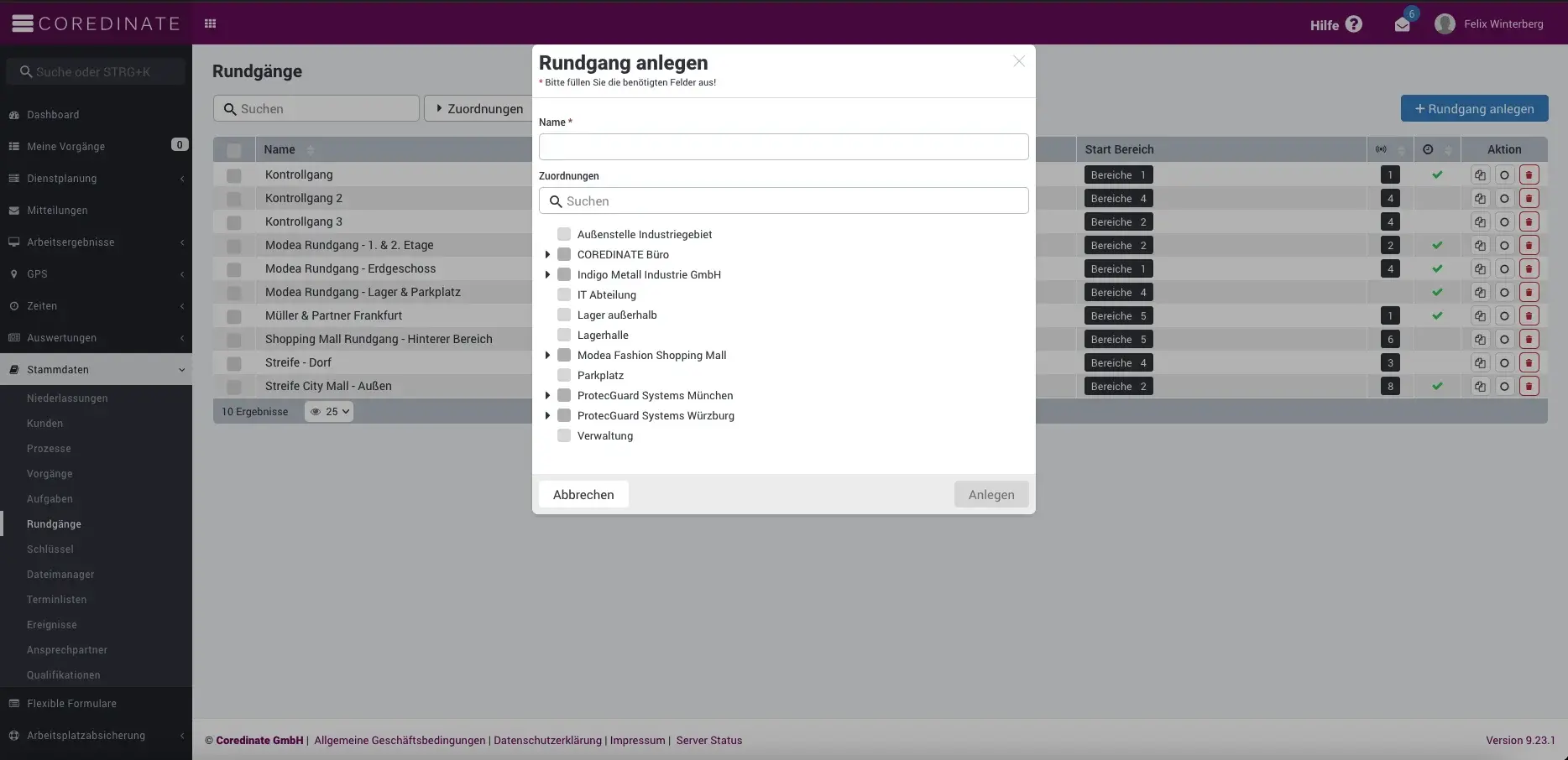 COREDINATE Portal: Rundgang anlegen mit Kontrollpunkten